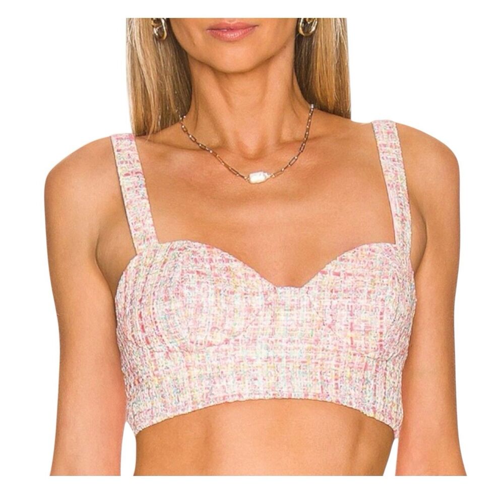 Assignment Crop Top‎ WMNS M Pink Tweed Bralette Maribel Preppy Barbie Sweetheart
